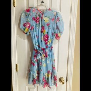 Light blue floral shimmer B. Darlin dress sz 0 (girls 14) Easter dress